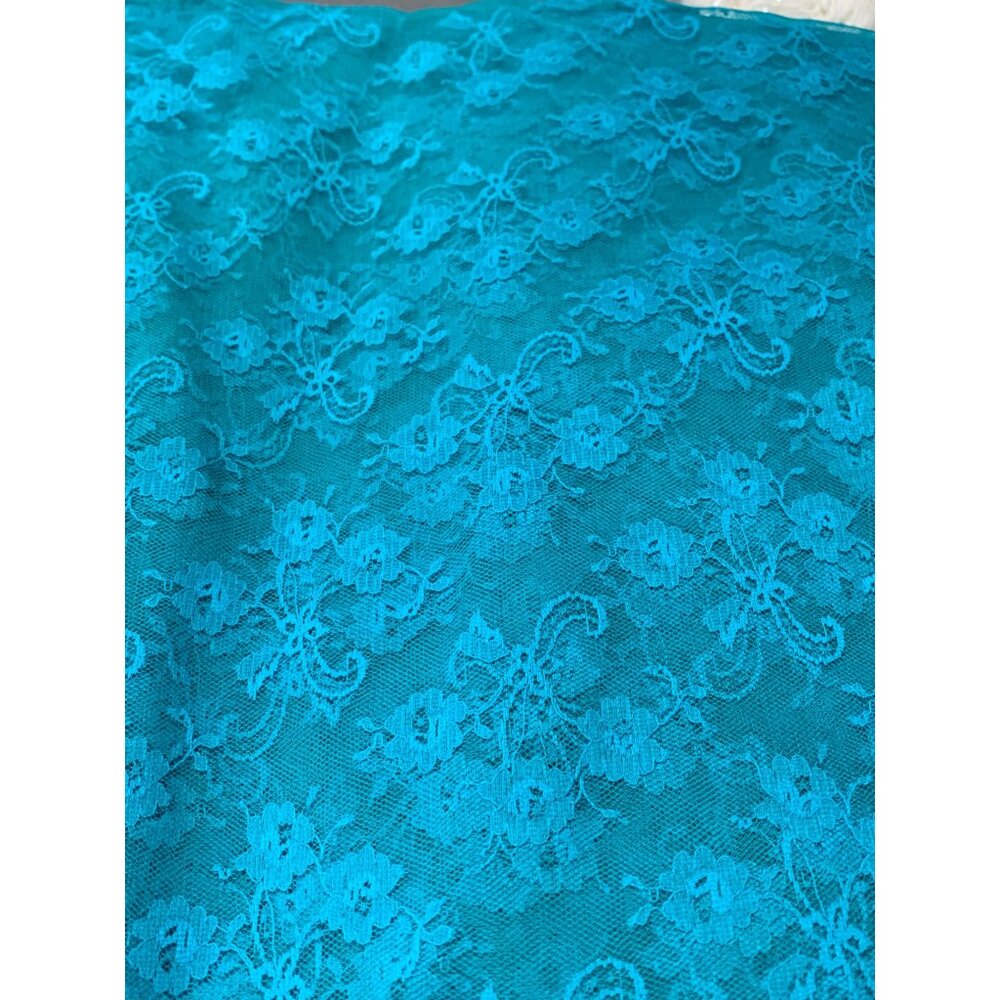Turquoise Floral Lace Fabric 1 yards 45" wide Sewing Craft Projects